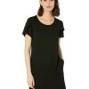 Clothing * | Nic+Zoe Dresses Flutter Sleeve Scoop Neck Dress Black Onyx