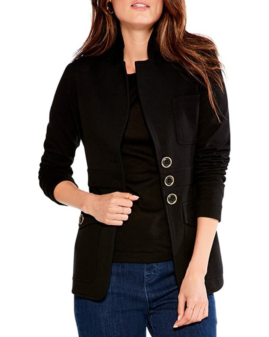 Clothing * | Nic+Zoe Coats & Outerwear Petite Editor Blazer Black Onyx