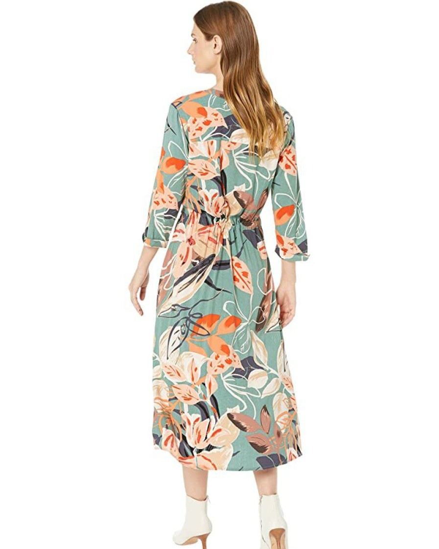 Clothing * | Nic+Zoe Dresses Artful Floral Live In Dress Green Multi