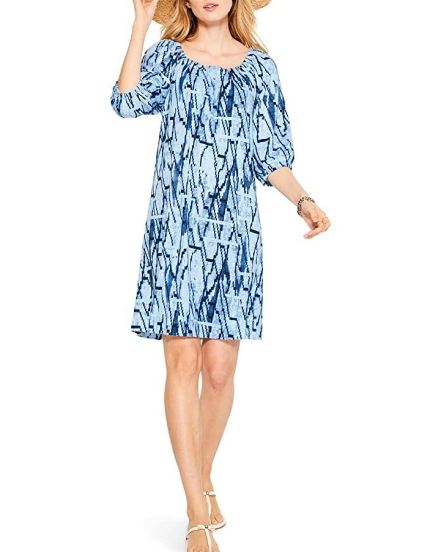 Clothing * | Nic+Zoe Dresses Zigzag Dress Blue Multi