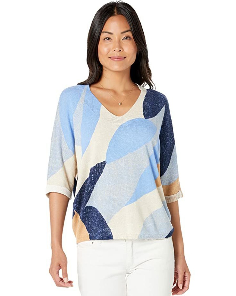 Clothing * | Nic+Zoe Sweaters Ocean Isle Sweater Blue Multi