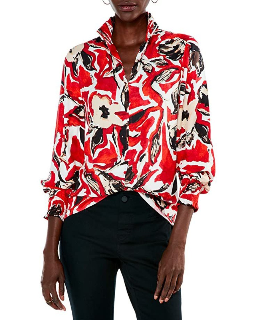 Clothing * | Nic+Zoe Shirts & Tops Petite Petal Pop Top Red Multi