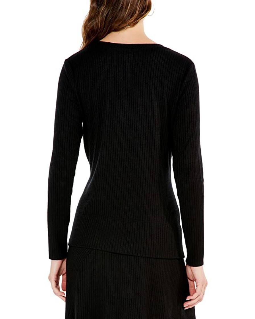 Clothing * | Nic+Zoe Sweaters Cozy Rib Twist Top Black Onyx