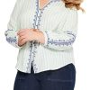 Clothing * | Nic+Zoe Shirts & Tops Plus Size Embroidered Terrace Top Green Multi