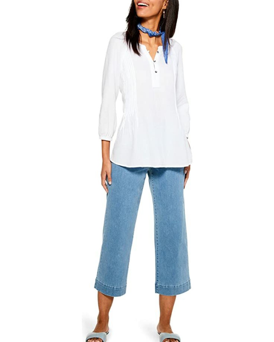 Clothing * | Nic+Zoe Shirts & Tops Double Gauze Tucked Blouse