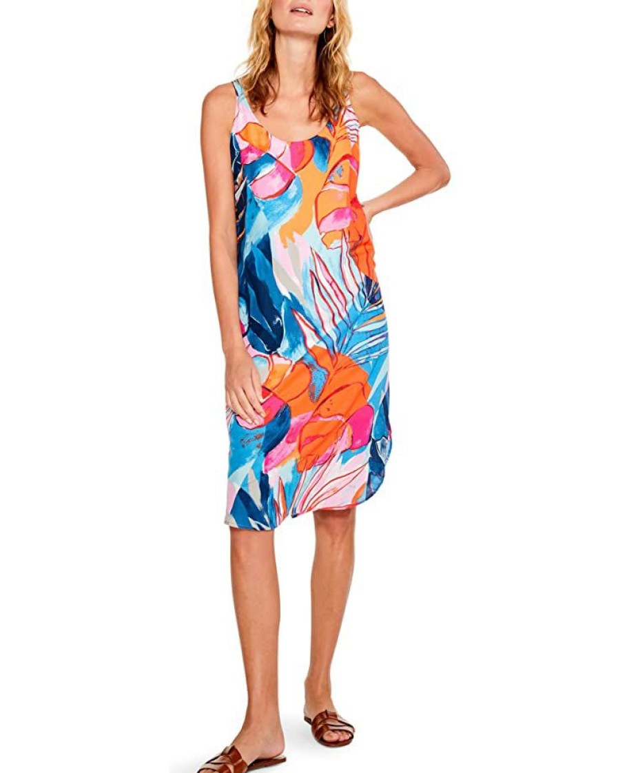 Clothing * | Nic+Zoe Dresses Tropical Mirage Dress Blue Multi