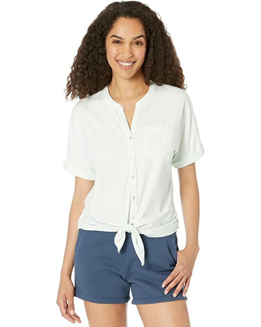 Clothing * | Nic+Zoe Shirts & Tops Short Sleeve Button Tie Front