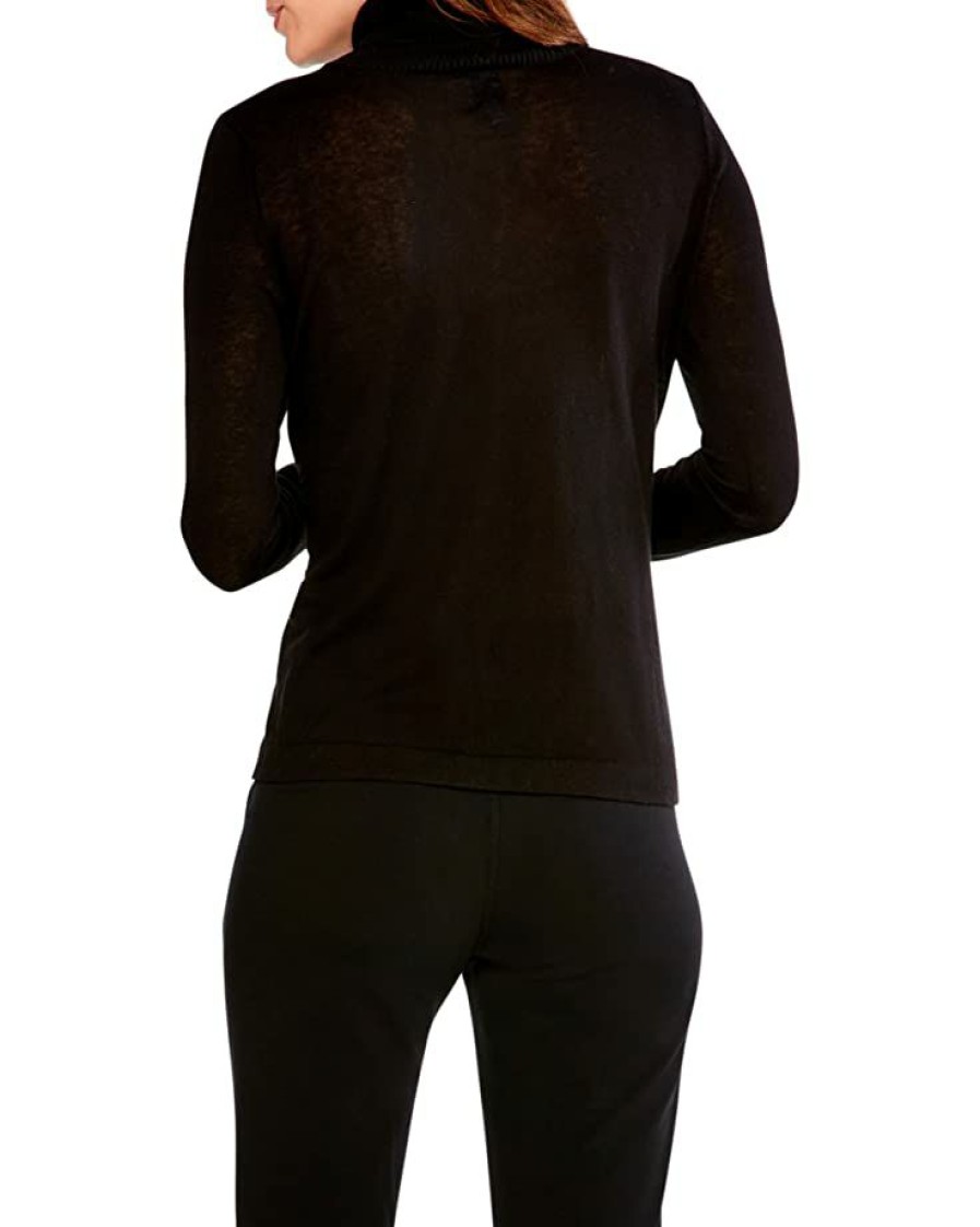 Clothing * | Nic+Zoe Sweaters Petite Turtleneck Sweater Tee Black Onyx