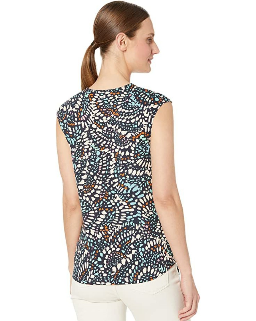 Clothing * | Nic+Zoe Shirts & Tops Mosaic Dots Top Aqua Multi