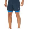 Clothing * | Asics Road 2-N-1 7 Shorts French Blue/Lake Drive