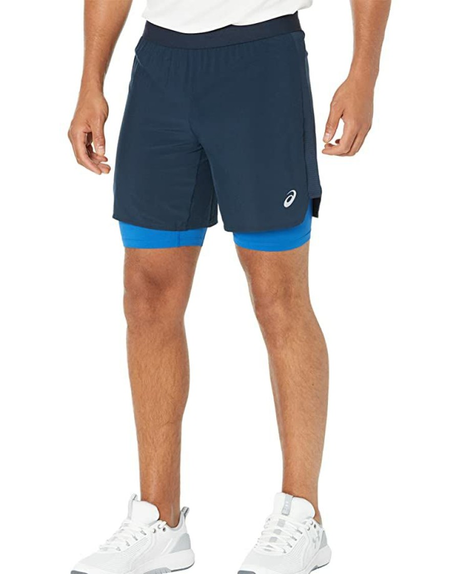 Clothing * | Asics Road 2-N-1 7 Shorts French Blue/Lake Drive