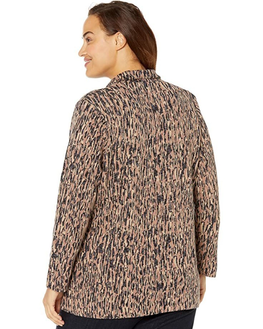 Clothing * | Nic+Zoe Coats & Outerwear Plus Size Bark Mix Blazer Neutral Multi