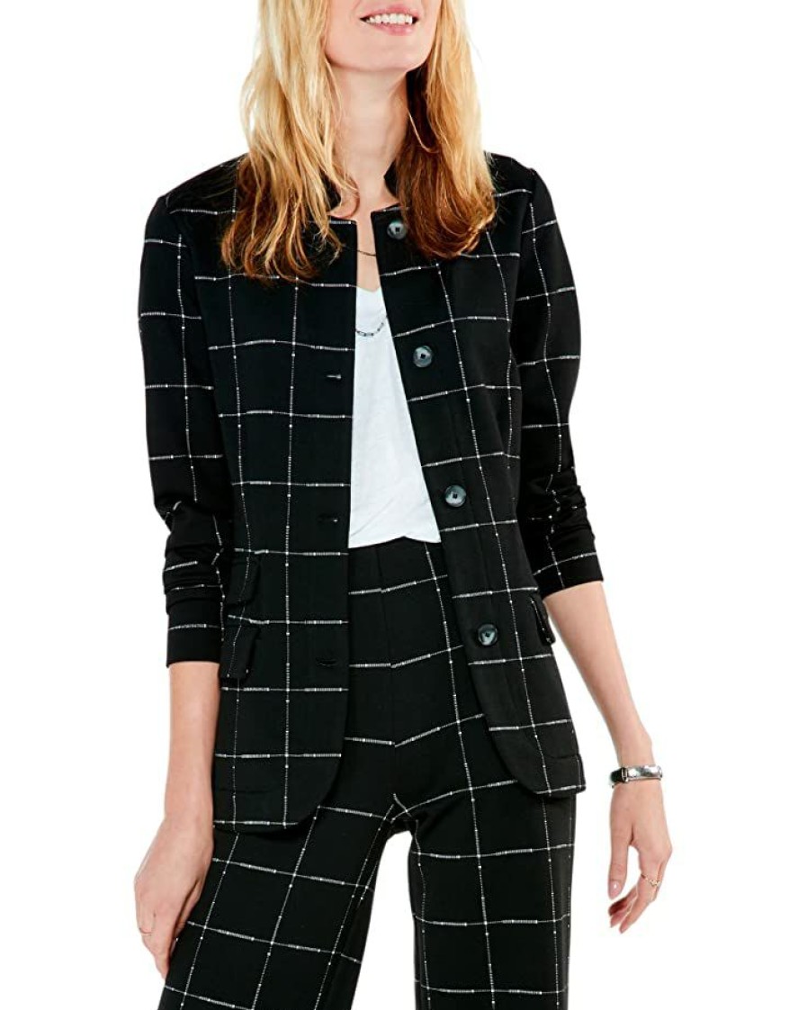 Clothing * | Nic+Zoe Coats & Outerwear Etched Plaid Jacket Black Multi