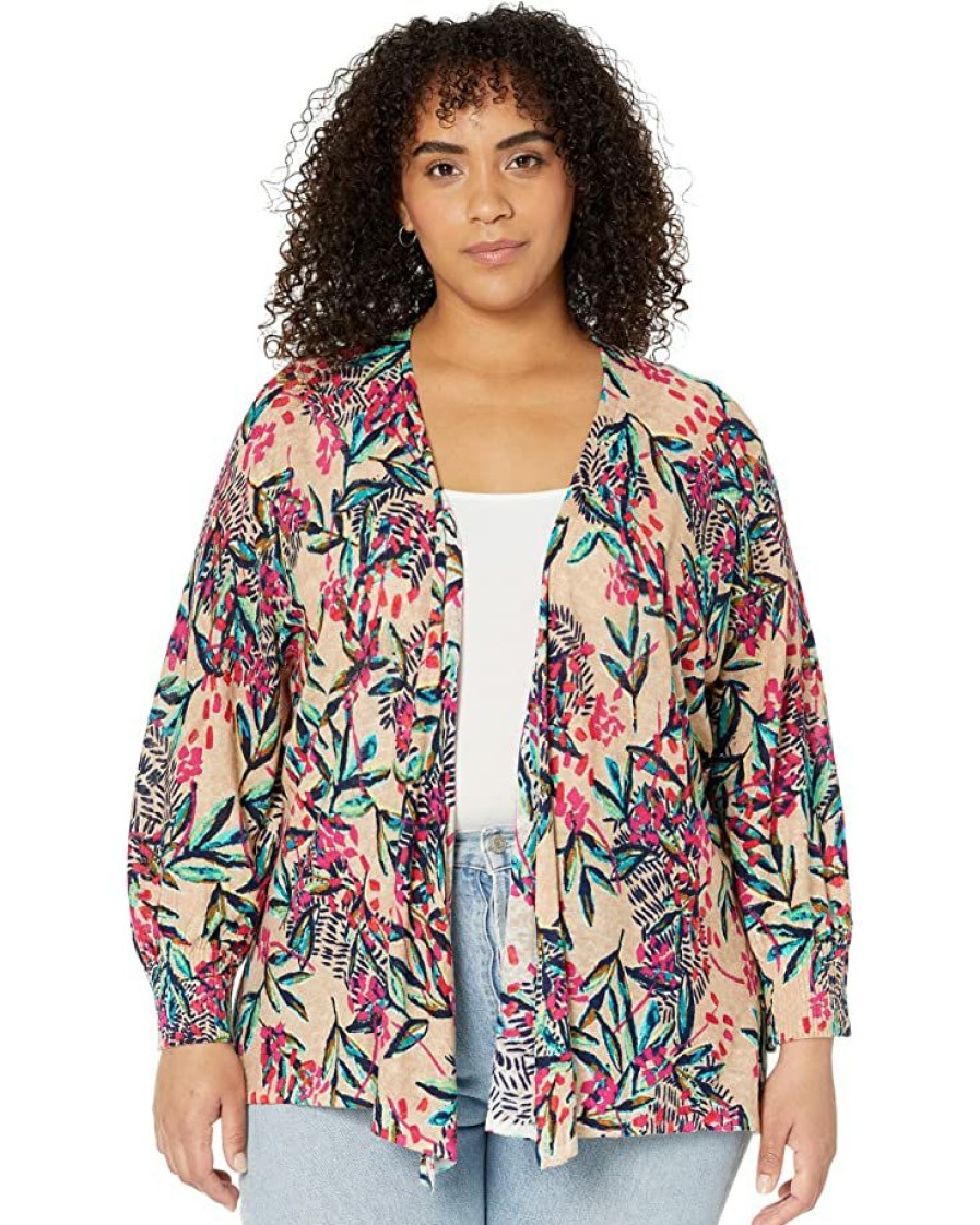 Clothing * | Nic+Zoe Sweaters Plus Size Cherry Blossom Cardigan Pink Multi