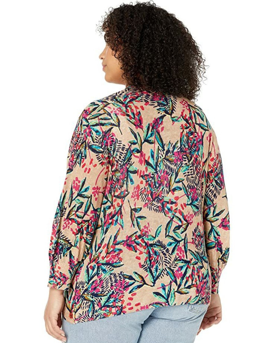 Clothing * | Nic+Zoe Sweaters Plus Size Cherry Blossom Cardigan Pink Multi