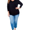 Clothing * | Nic+Zoe Sweaters Plus Size Vital V-Neck Black Onyx