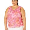 Clothing * | Nic+Zoe Shirts & Tops Plus Size Watercolor Petals Tank Pink Multi