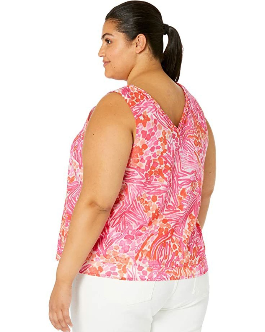 Clothing * | Nic+Zoe Shirts & Tops Plus Size Watercolor Petals Tank Pink Multi