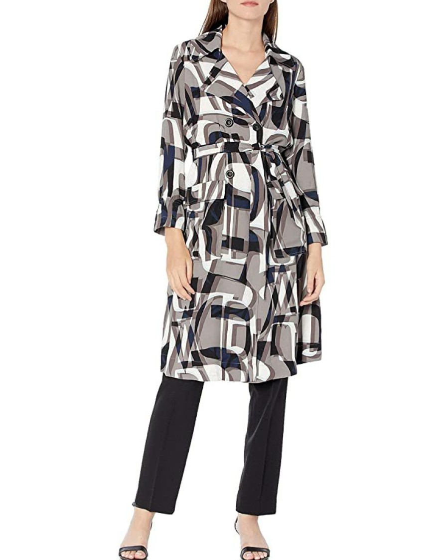 Clothing * | Coats & Outerwear Nic+Zoe Women'S Alphabet Trench Olive Multi