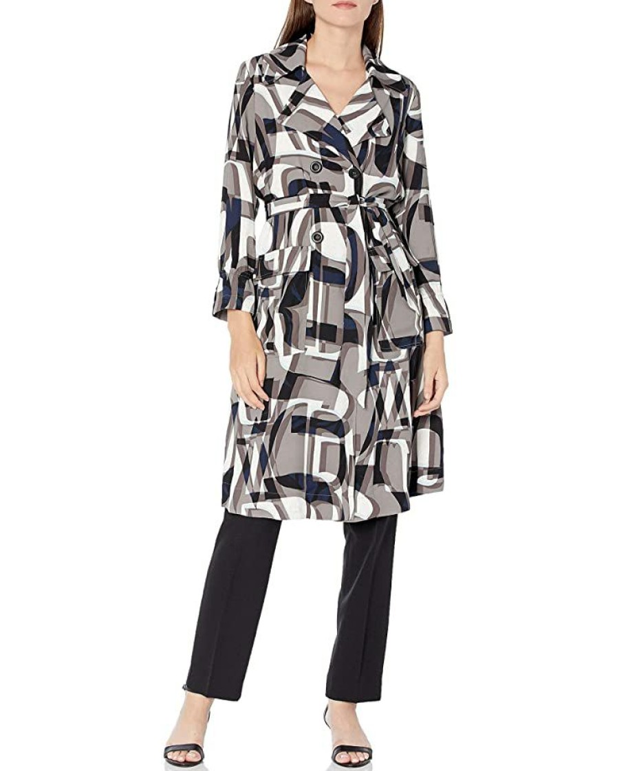 Clothing * | Coats & Outerwear Nic+Zoe Women'S Alphabet Trench Olive Multi