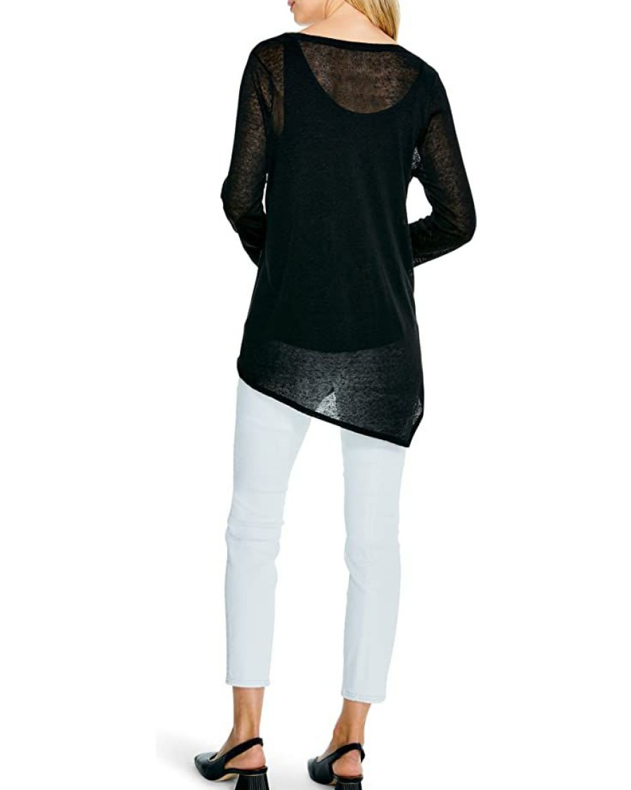 Clothing * | Nic+Zoe Sweaters Petite Featherweight Angle Sweater Black Onyx