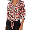 Clothing * | Shirts & Tops Nic+Zoe Women'S Santa Fe Tie Shirt Red Multi