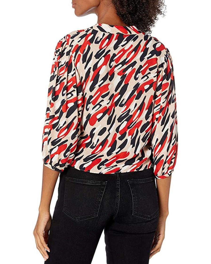 Clothing * | Shirts & Tops Nic+Zoe Women'S Santa Fe Tie Shirt Red Multi