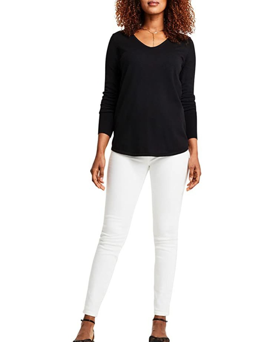 Clothing * | Nic+Zoe Sweaters Petite Vital V-Neck Black Onyx