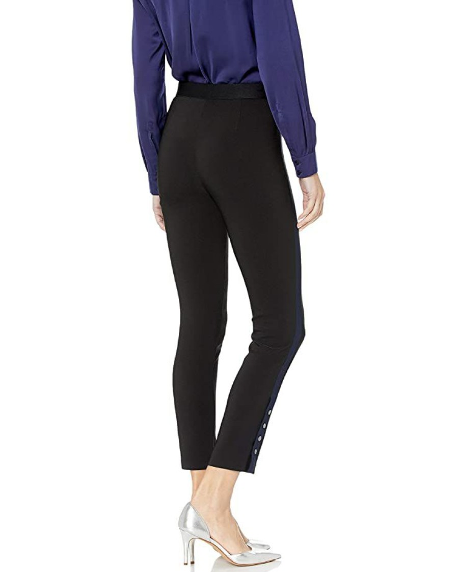 Clothing * | Pants Nic+Zoe Women'S Tux Stripe Pant Black Onyx