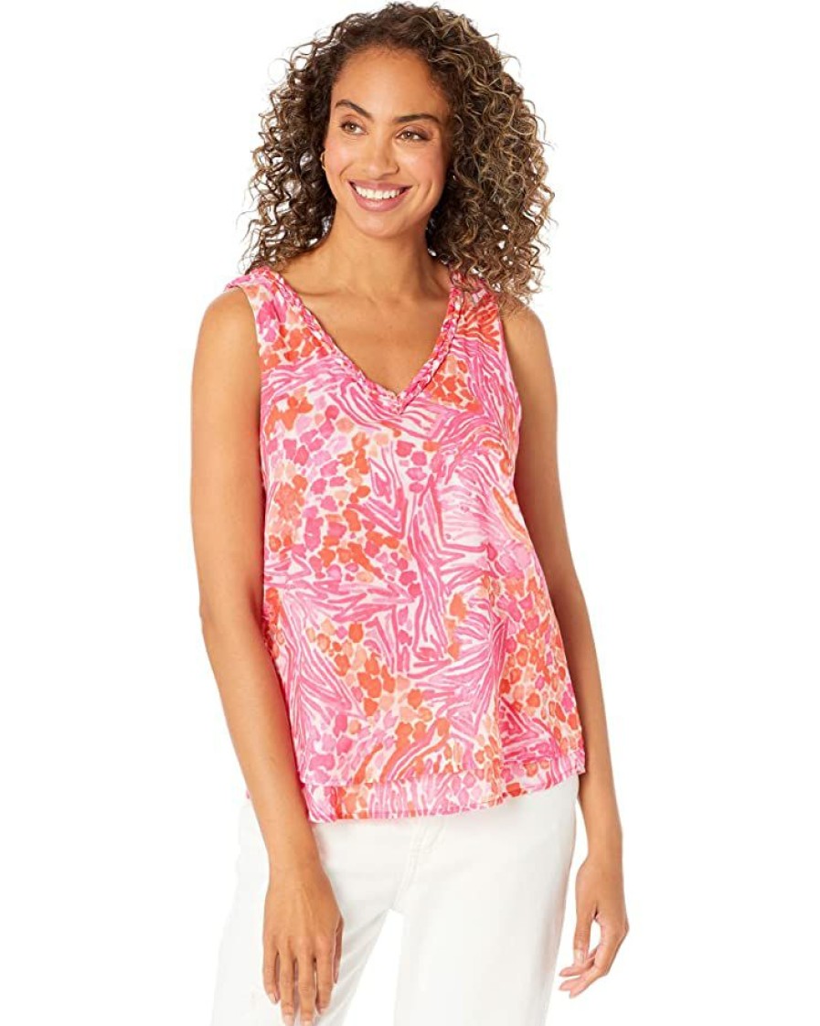 Clothing * | Nic+Zoe Shirts & Tops Watercolor Petals Tank Pink Multi