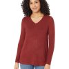 Clothing * | Nic+Zoe Shirts & Tops Sweet Dreams Long Sleeve V Tee Bordeaux