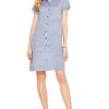 Clothing * | Nic+Zoe Dresses Plus Size Drifty Linen Shirtdress Indigo Mix