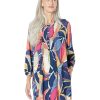 Clothing * | Nic+Zoe Dresses Jigsaw Leaf Dress Pink Multi