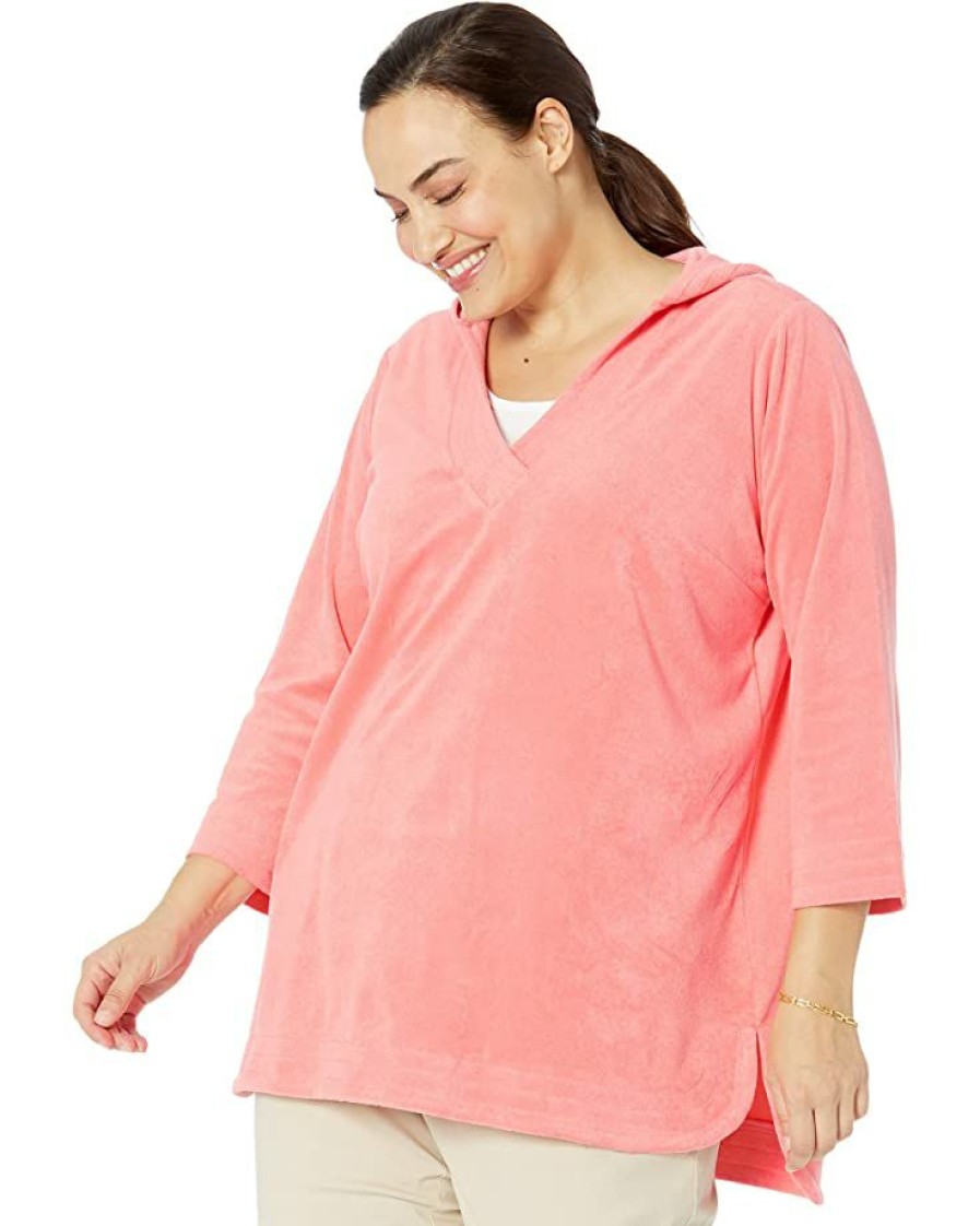 Clothing * | Nic+Zoe Shirts & Tops Plus Size Siesta Terry Top Guava