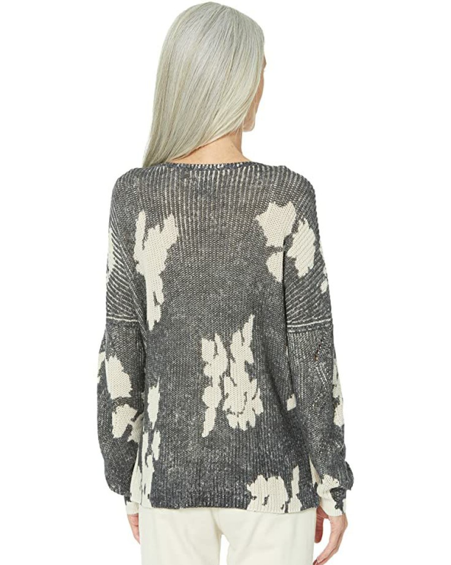 Clothing * | Nic+Zoe Sweaters Scattered Florals Sweater Black Multi