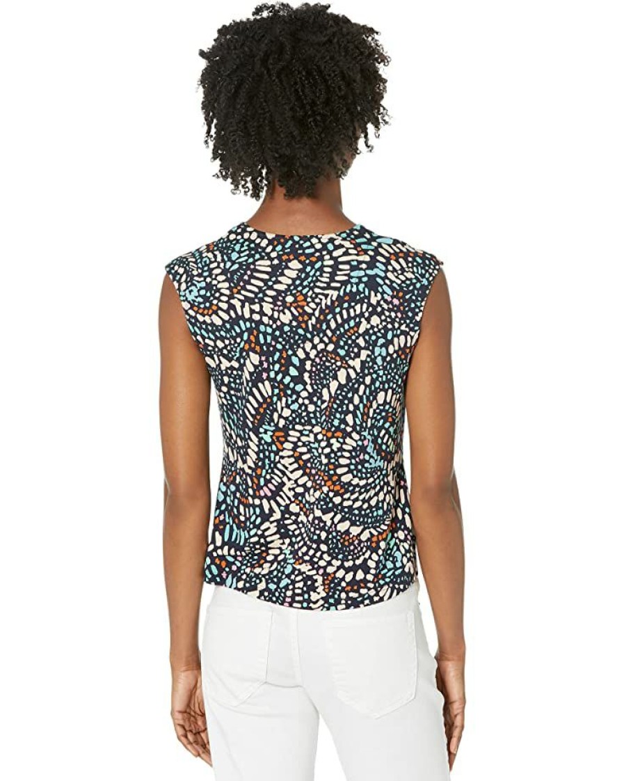 Clothing * | Nic+Zoe Shirts & Tops Petite Mosaic Dots Top Aqua Multi