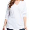 Clothing * | Nic+Zoe Shirts & Tops Plus Size Countryside Top Paper White