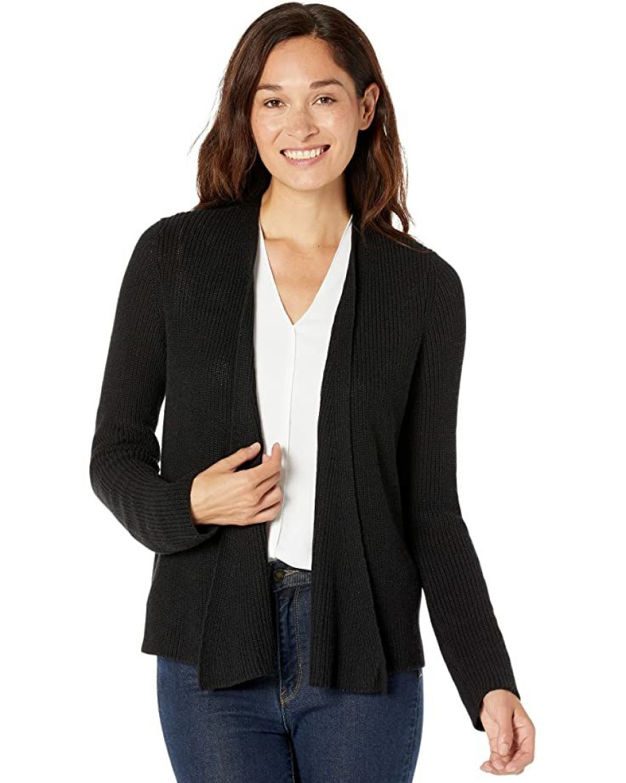 Clothing * | Nic+Zoe Sweaters Shaker Knit Four-Way Cardigan Black Onyx