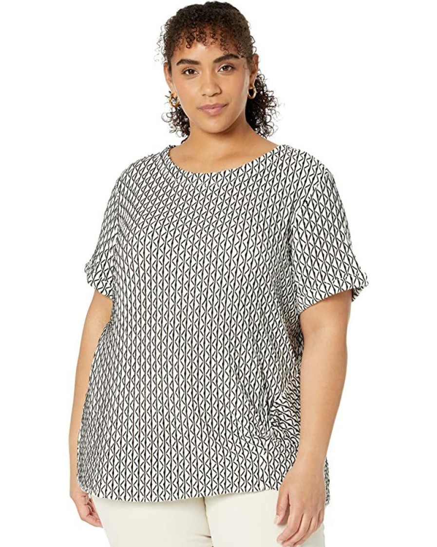 Clothing * | Nic+Zoe Shirts & Tops Plus Size Moving Lines Top Black Multi