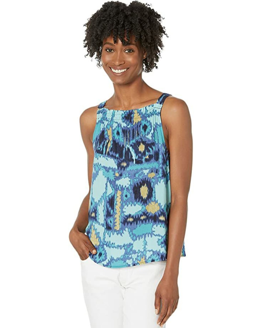 Clothing * | Nic+Zoe Shirts & Tops Petite Summer Solstice Tank Blue Multi