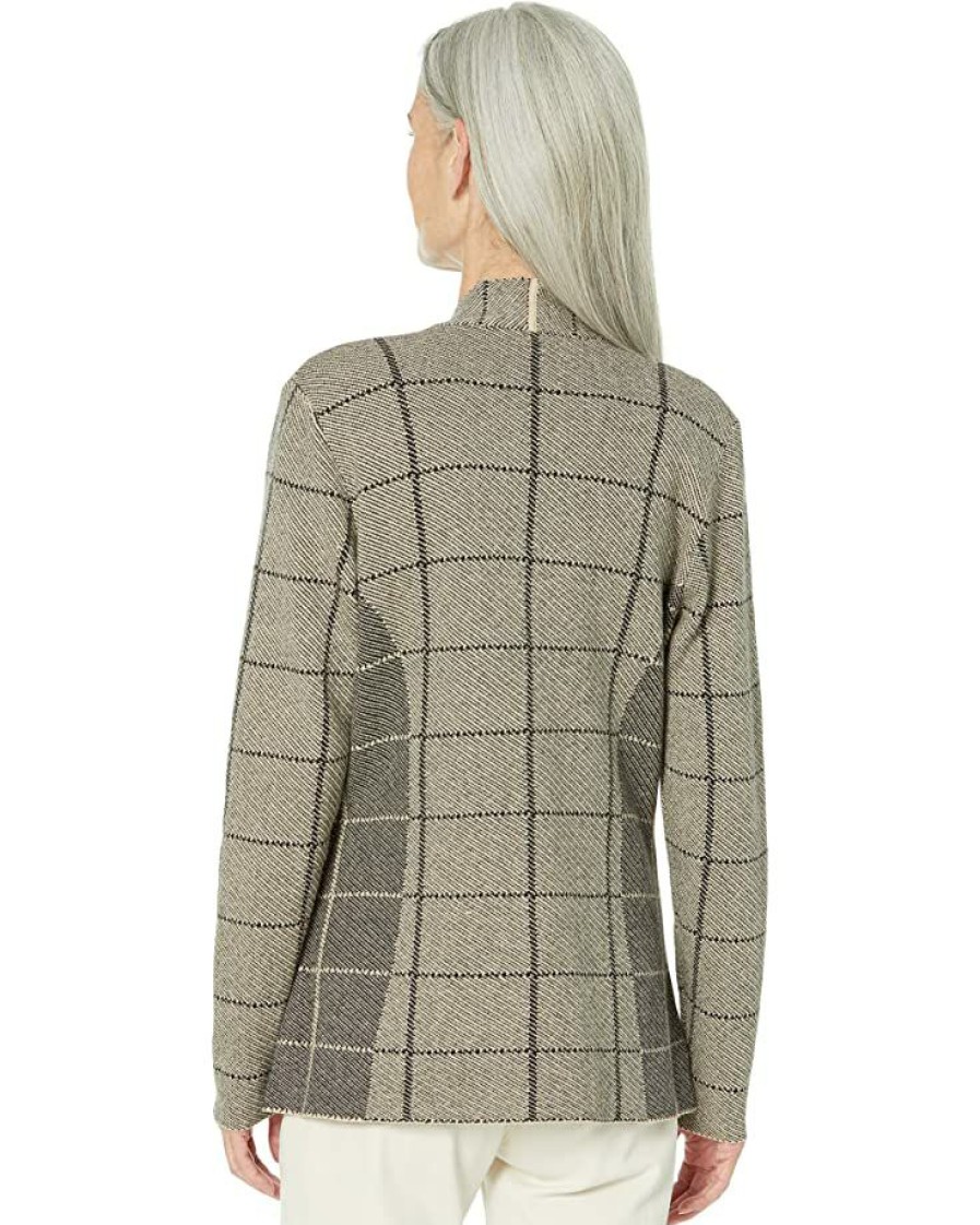 Clothing * | Nic+Zoe Coats & Outerwear Placed Plaid Blazer Neutral Mix