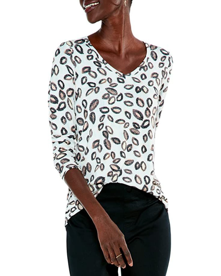 Clothing * | Nic+Zoe Shirts & Tops Petite Tossed Tee Neutral Multi