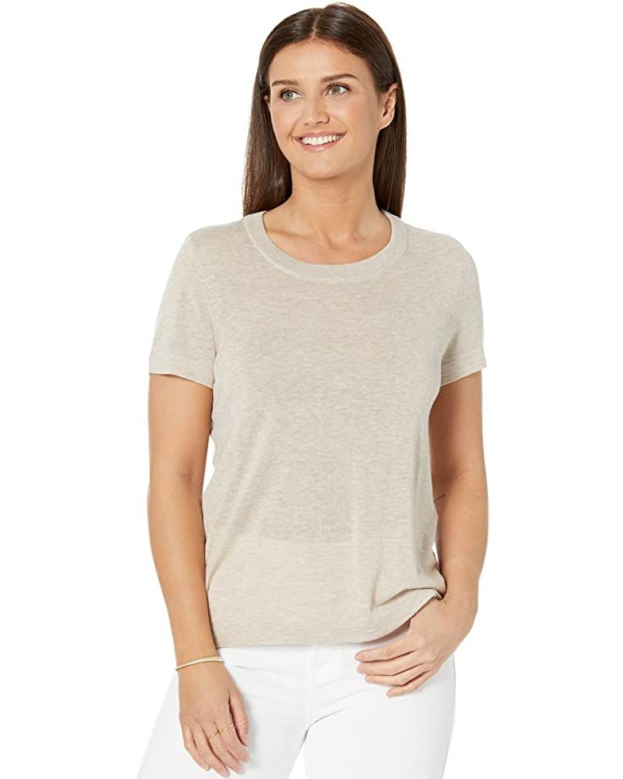 Clothing * | Nic+Zoe Sweaters Petite Crew Neck Short Sleeve Sweater Tee Birch