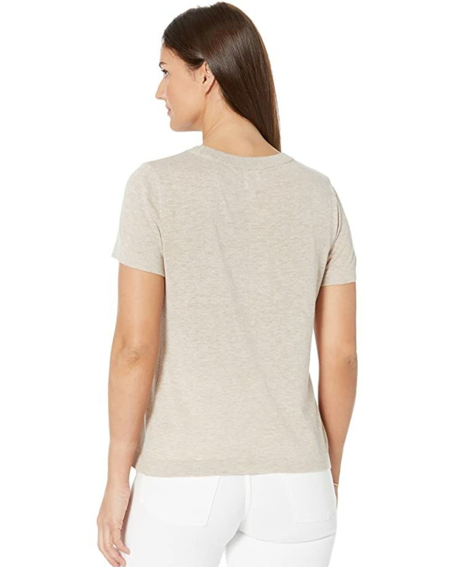 Clothing * | Nic+Zoe Sweaters Petite Crew Neck Short Sleeve Sweater Tee Birch