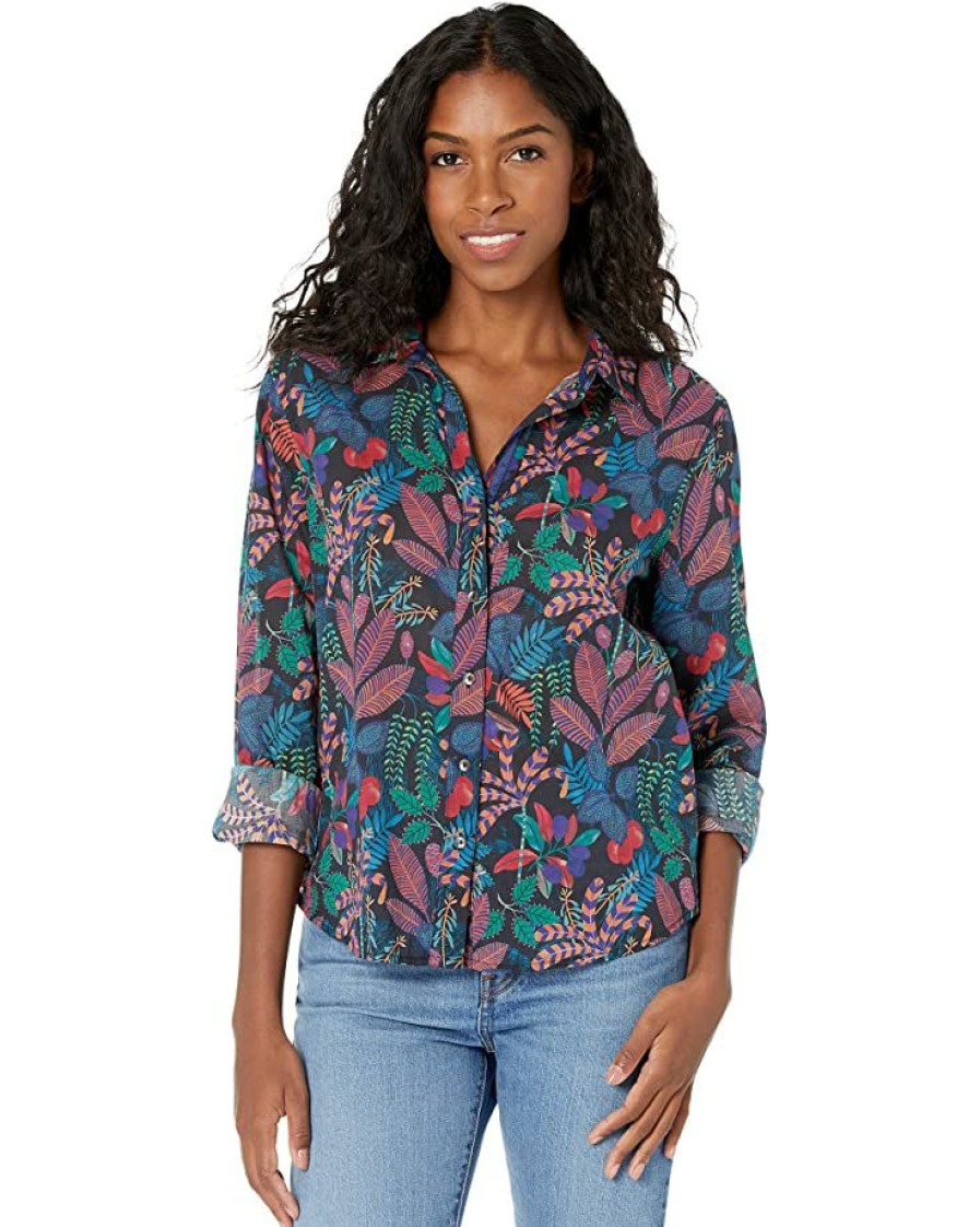 Clothing * | Nic+Zoe Shirts & Tops Petite Vibrant Garden Crinkle Shirt Pink Multi