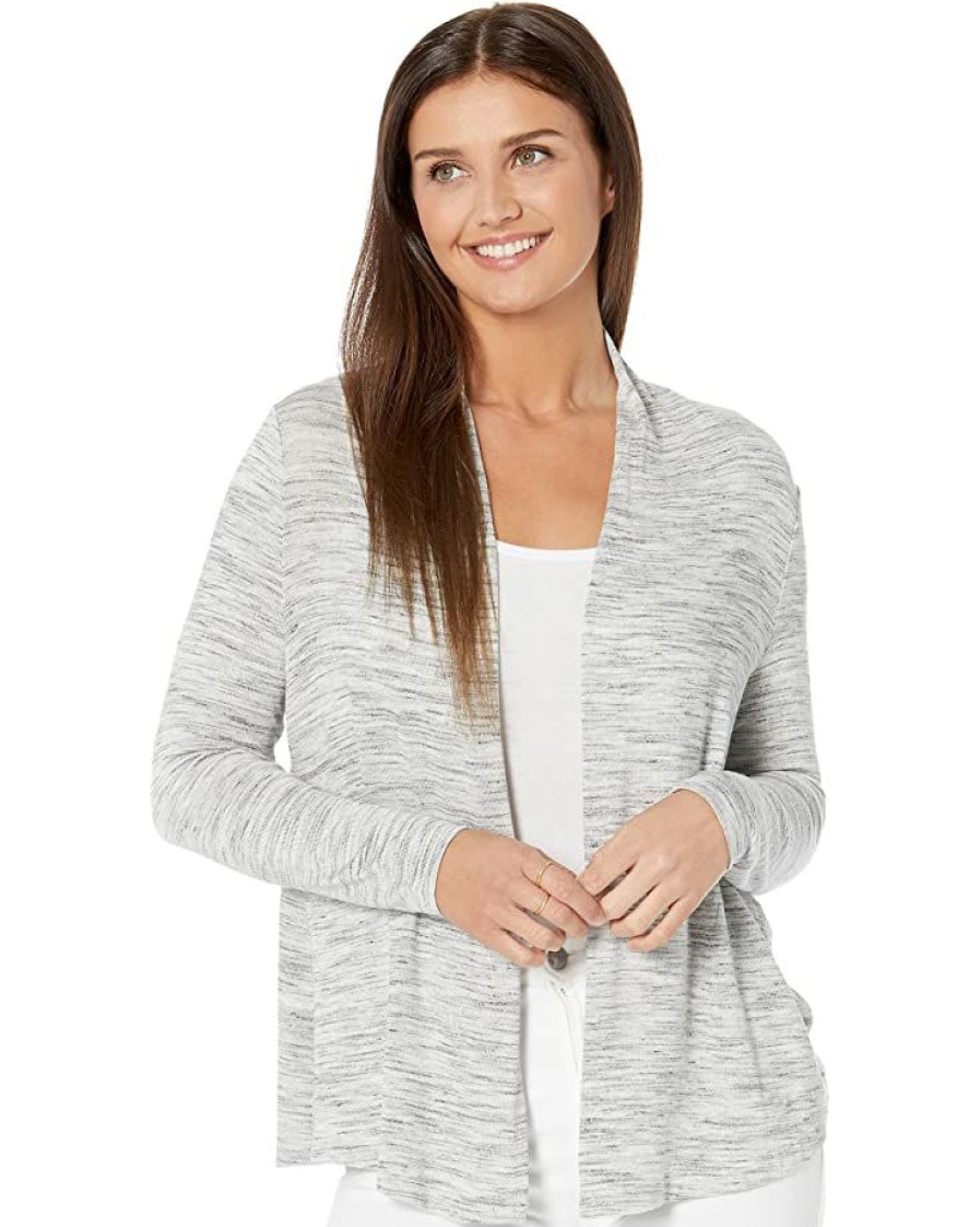 Clothing * | Nic+Zoe Sweaters Petite Space Dye Cardigan Grey Mix