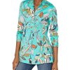 Clothing * | Shirts & Tops Nic+Zoe Women'S Riviera Botanic Shirt Green Multi