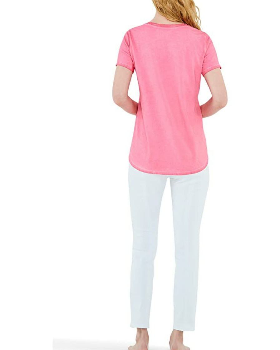 Clothing * | Nic+Zoe Shirts & Tops Short Sleeve Shirt Tail Crew Tee Flamingo