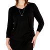 Clothing * | Nic+Zoe Sweaters Plus Size Cozy Rib Twist Top Black Onyx