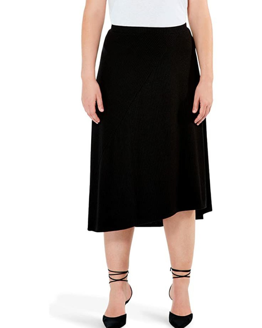 Clothing * | Nic+Zoe Skirts Plus Size Cozy Rib Skirt Black Onyx